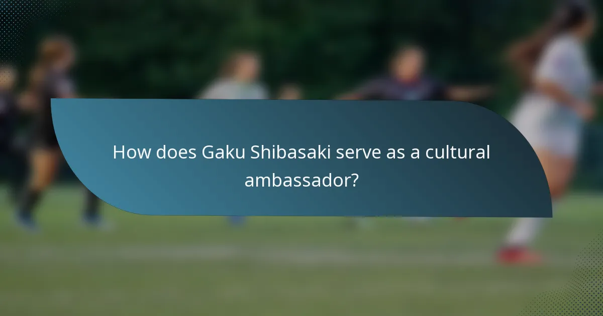 How does Gaku Shibasaki serve as a cultural ambassador?