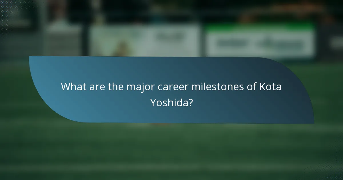 What are the major career milestones of Kota Yoshida?